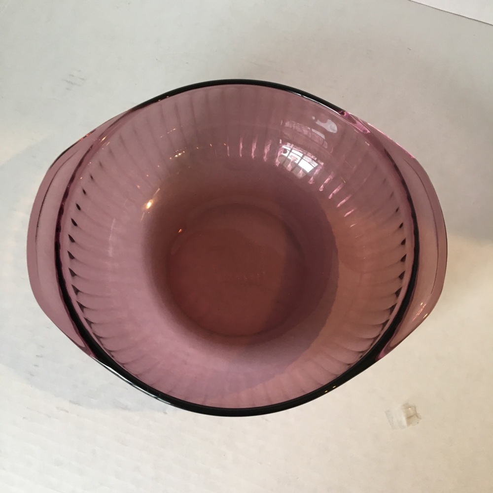 Vintage Pyrex 024-S Cranberry Ribbed Glass Bowl